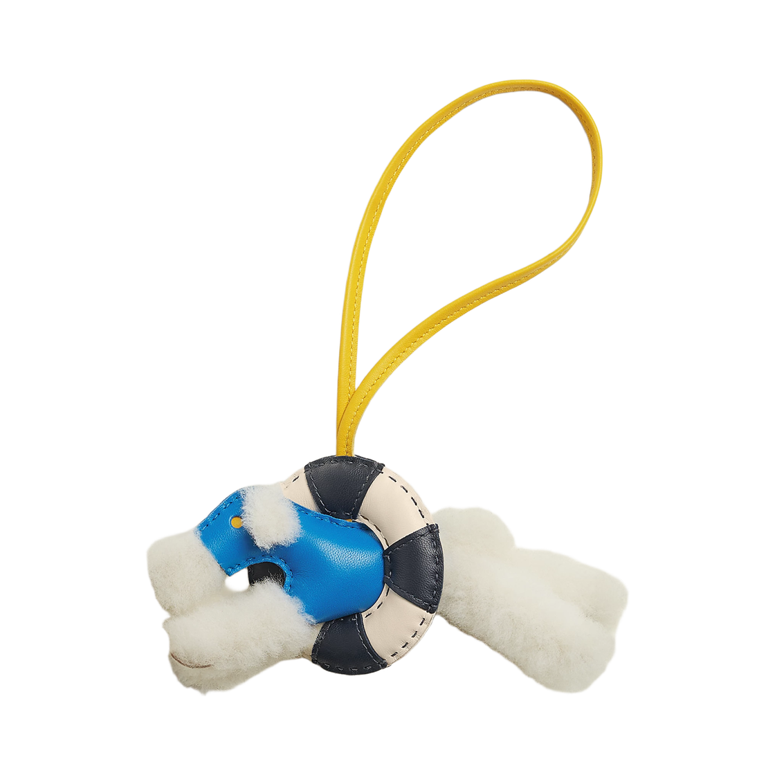 H088522CAAB Hermes Budy A La Mer Charm Merinos Wool Milo Lambskin & Ecru Bleu Hydra Jaune De Naples Bleu Nuit Craie