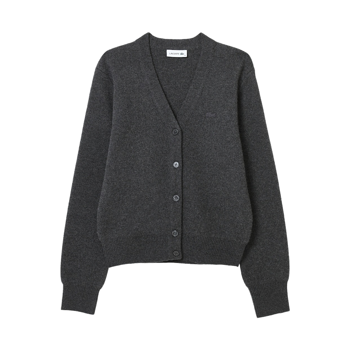 AF201E-56N-EL6 (W) Lacoste Basic V-Neck Cardigan Charcoal Grey