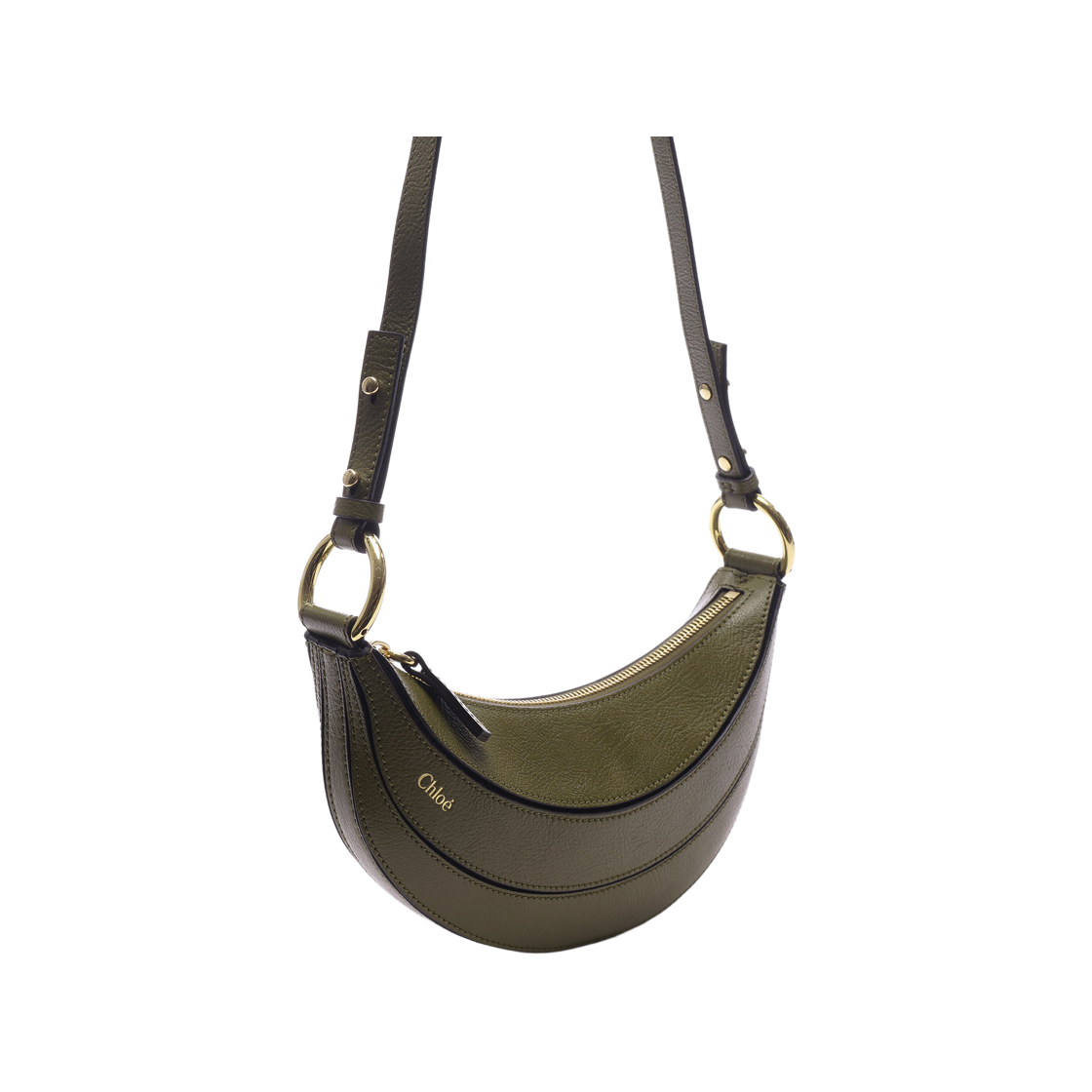 [25% 쿠폰] 끌로에 그레인드 레더 바나나 크로스바디백 스위트 카키([25% 쿠폰] Chloe Banana in Grained Leather Crossbody Bag Sweet Khaki) - 3