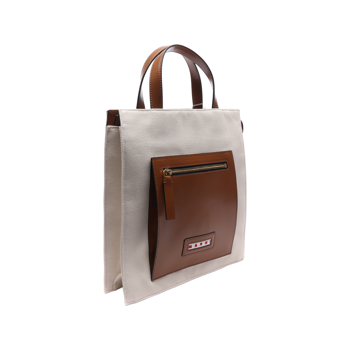 [25% 쿠폰] 마르니 코튼 레더 토트백 브라운 내츄럴([25% 쿠폰] Marni Cotton Leather Tote Bag Brown Natural) - 3