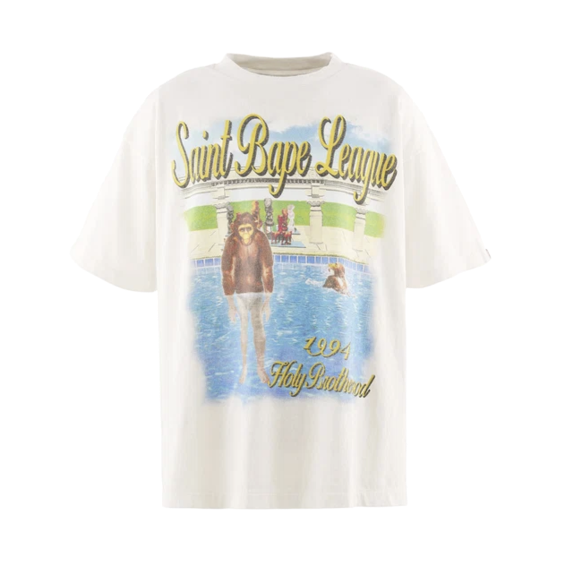 - Saint Mxxxxxx x BAPE S/S T-Shirt Pool White - 26AW