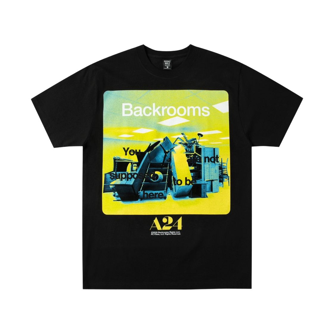 긱스 룰 x 백룸 실크스크린 프린팅 티셔츠 Vol.01 블랙(Geeks Rule x Backrooms Silkscreen Printing T-Shirt Vol.01 Black)
