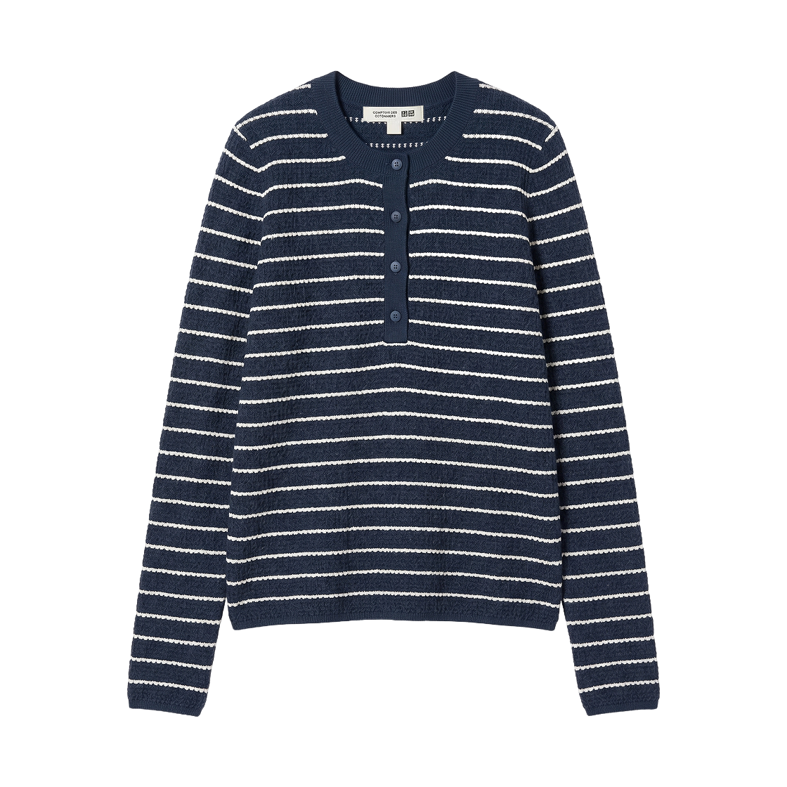 488210-69 (W) Uniqlo x Comptoir des Cotonniers Merino Blend Henley Neck Sweater Navy