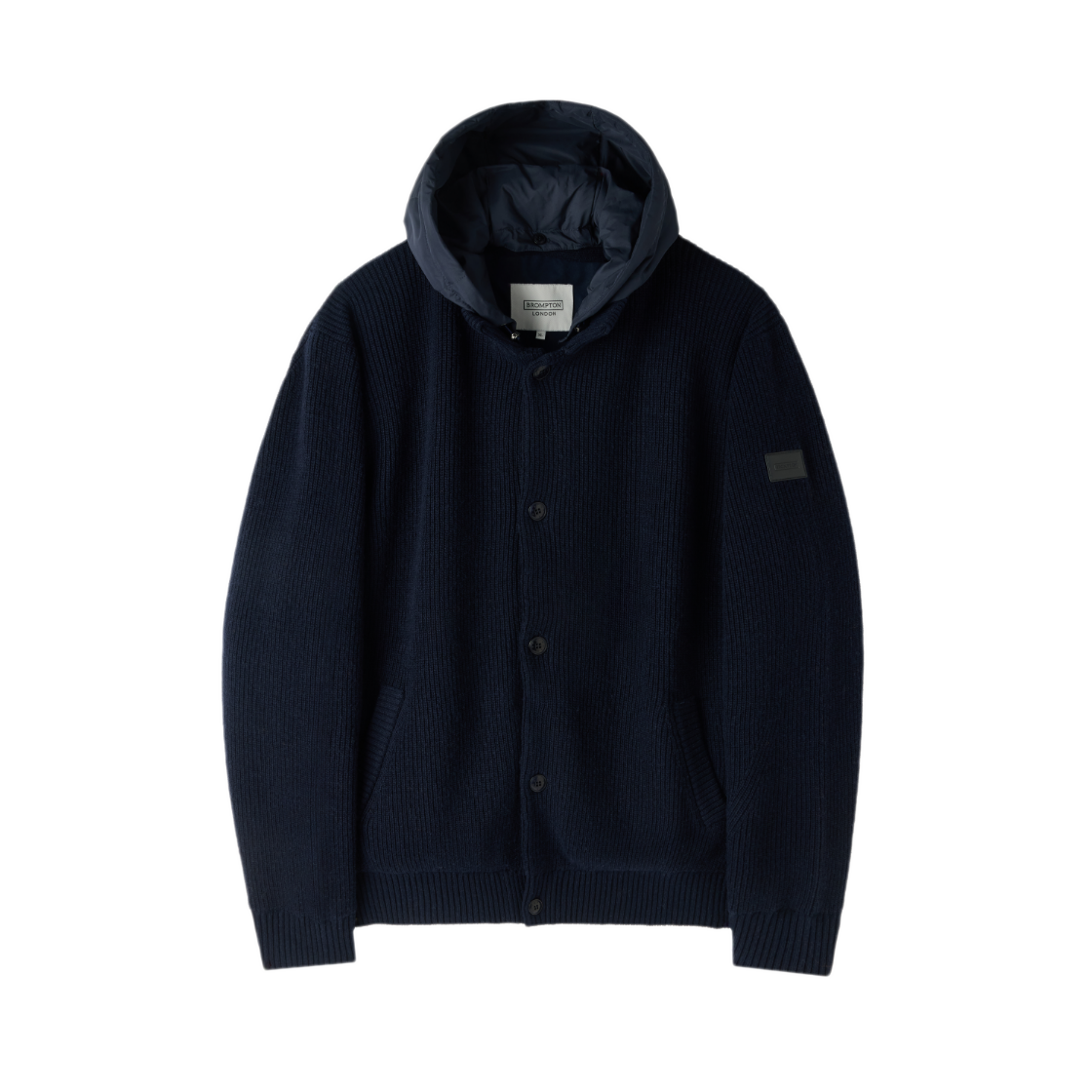 P254UCD432065 BROMPTON LONDON Hood Hybrid Cardigan Navy