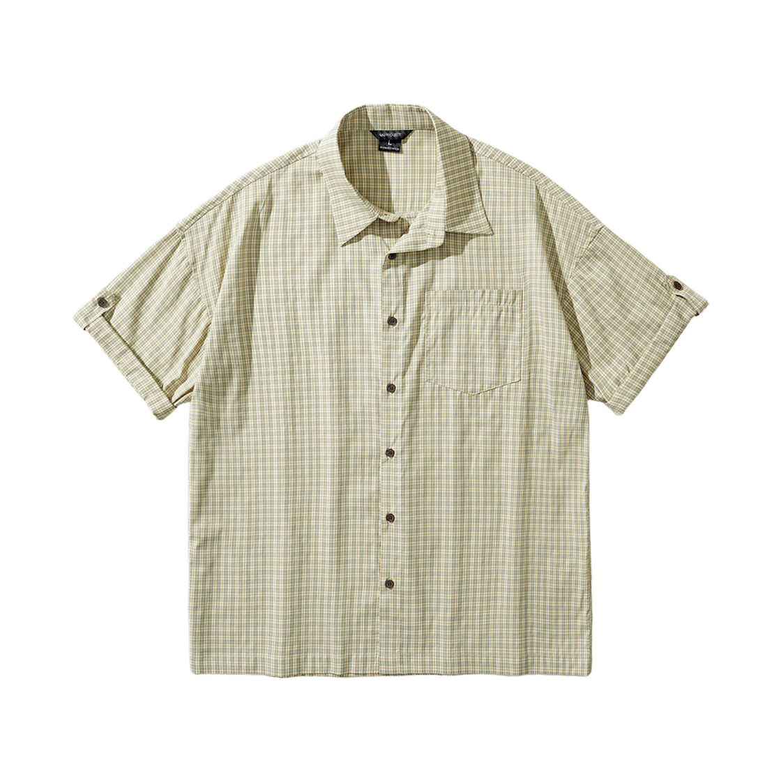 KJSS7866_sage_29 WV PROJECT Picnic Rollup Check Short Sleeve Shirt Sage KJSS7866