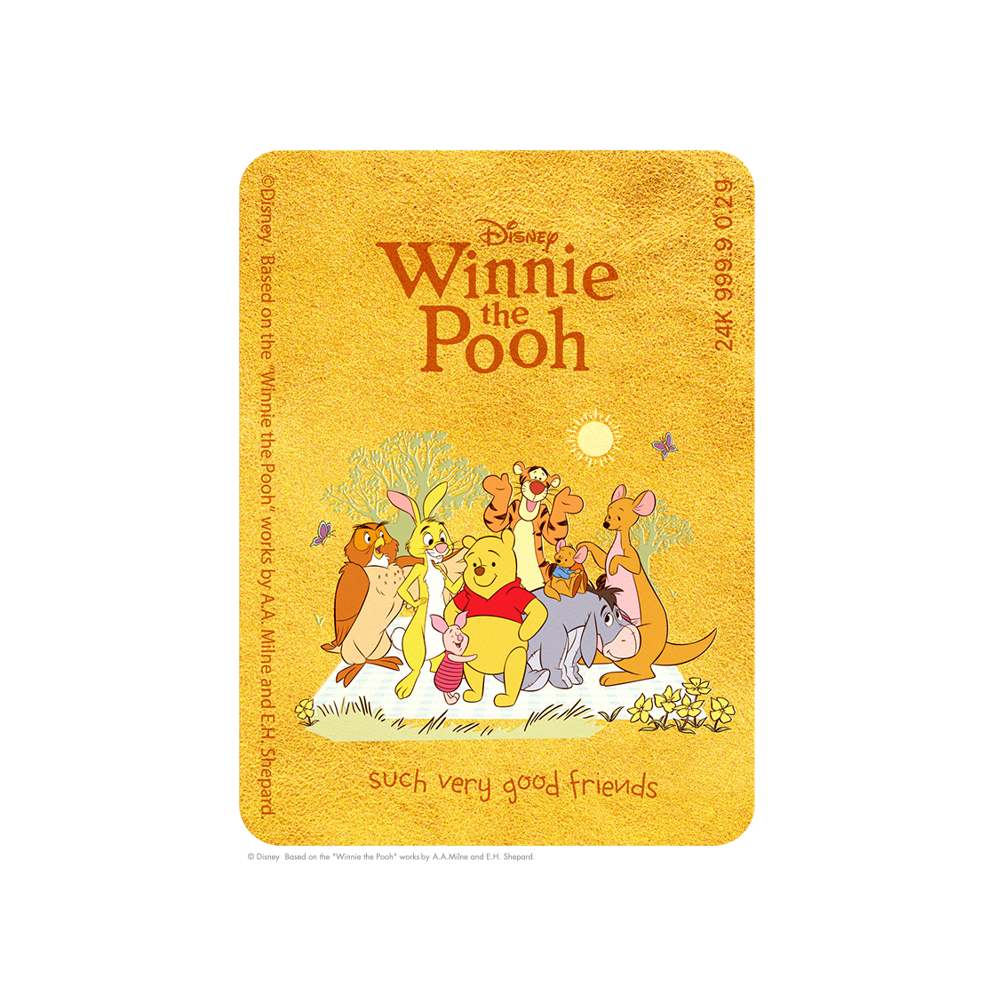 [디즈니] 곰돌이 푸 캐릭터 순금 카드 0.2g - 푸와 친구들([Disney] Winnie the Pooh Character Gold Card 0.2g - Pooh & Friends)