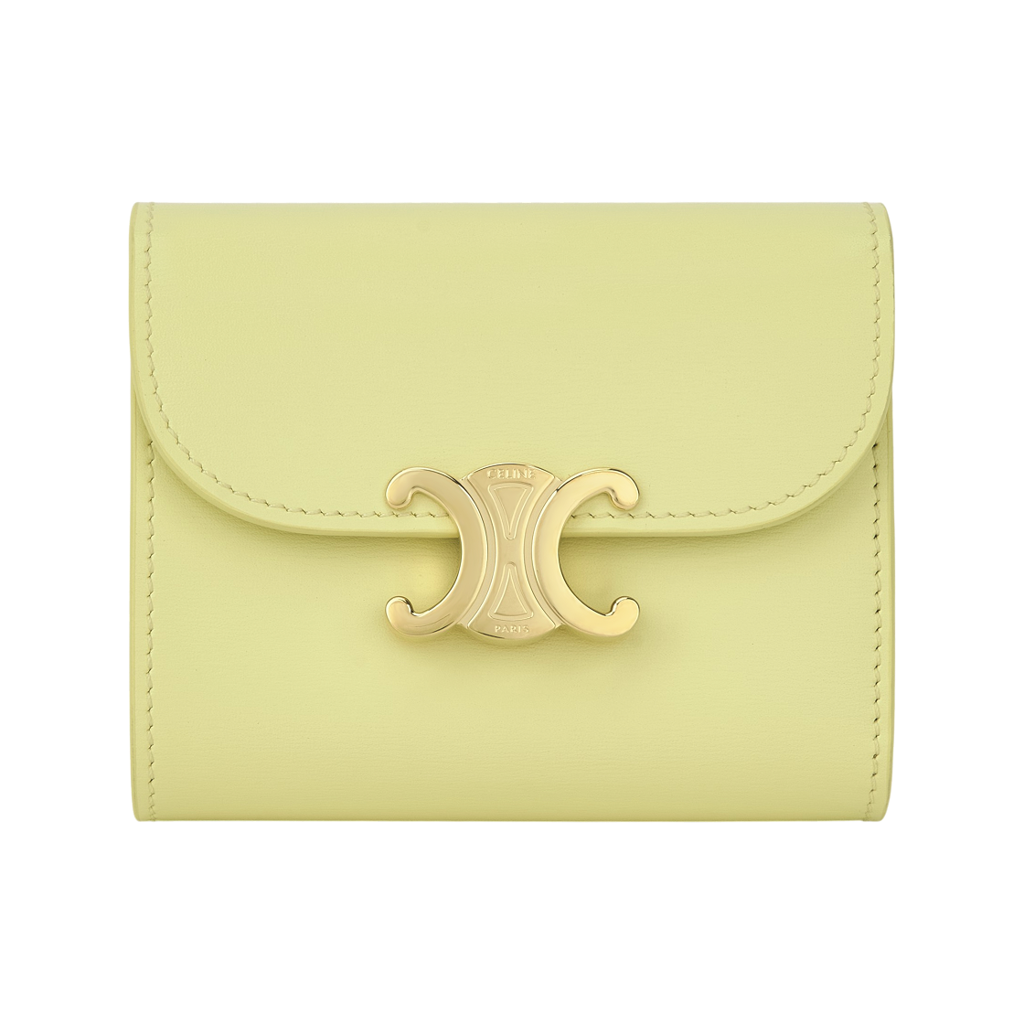 10D783DPV-11CU Celine Small Flap Wallet Triomphe In Shiny Calfskin Citrus