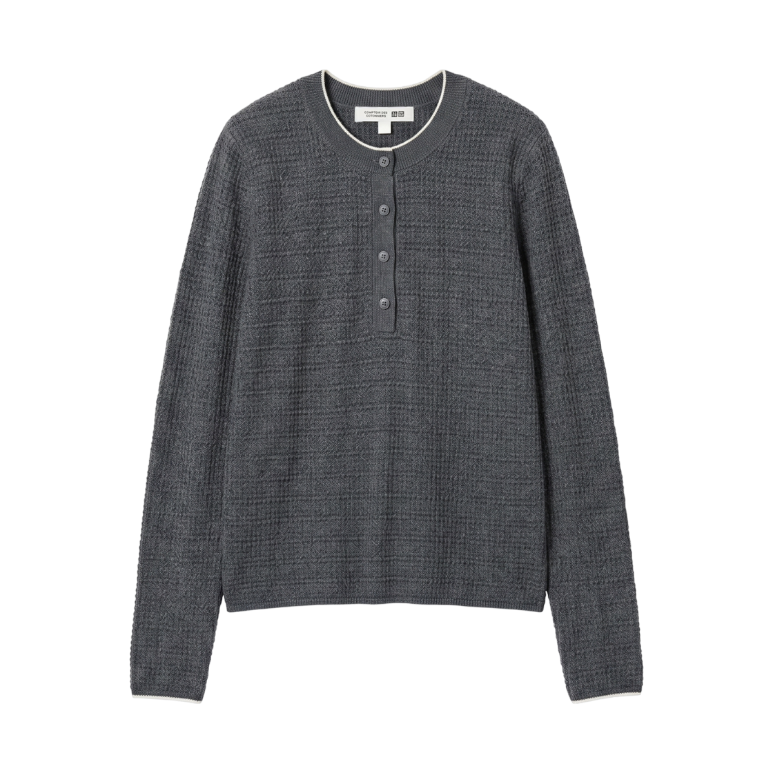 491086-08 (W) Uniqlo x Comptoir des Cotonniers Merino Blend Henley Neck Sweater Dark Grey