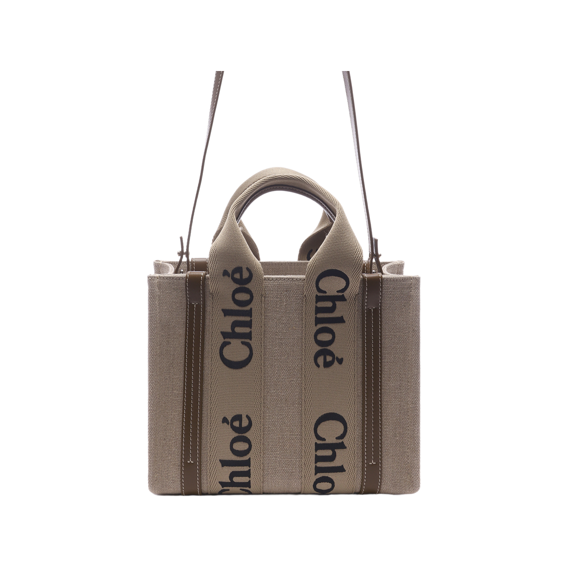 [15% 쿠폰] 끌로에 린넨 스몰 우디 토트백 브론즈 브라운([15% 쿠폰] Chloe Small Woody Tote Bag in Linen Bronze Brown) - 4
