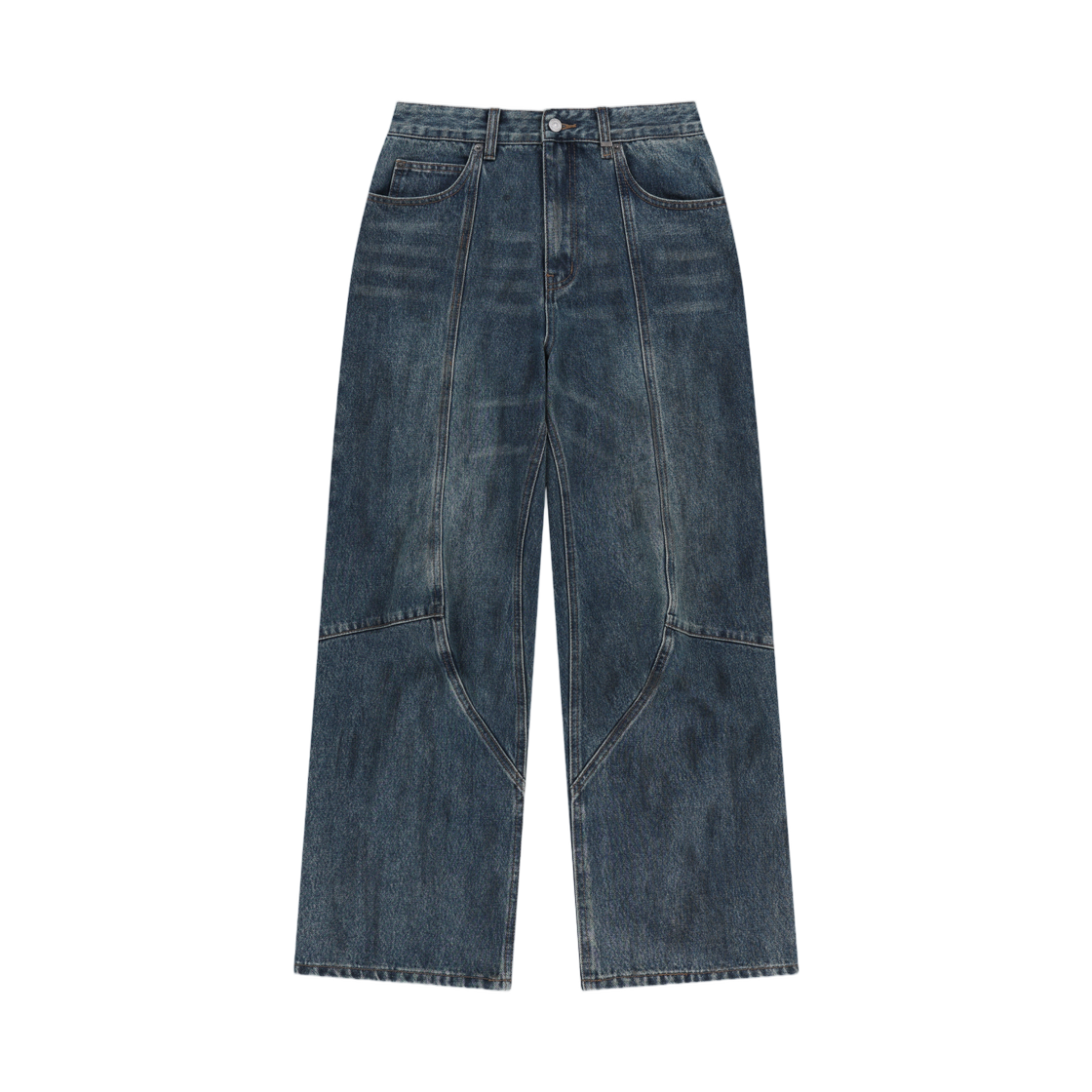 MK2677DN327UBL Matin Kim Curved Seam Straight Denim Pants In Blue