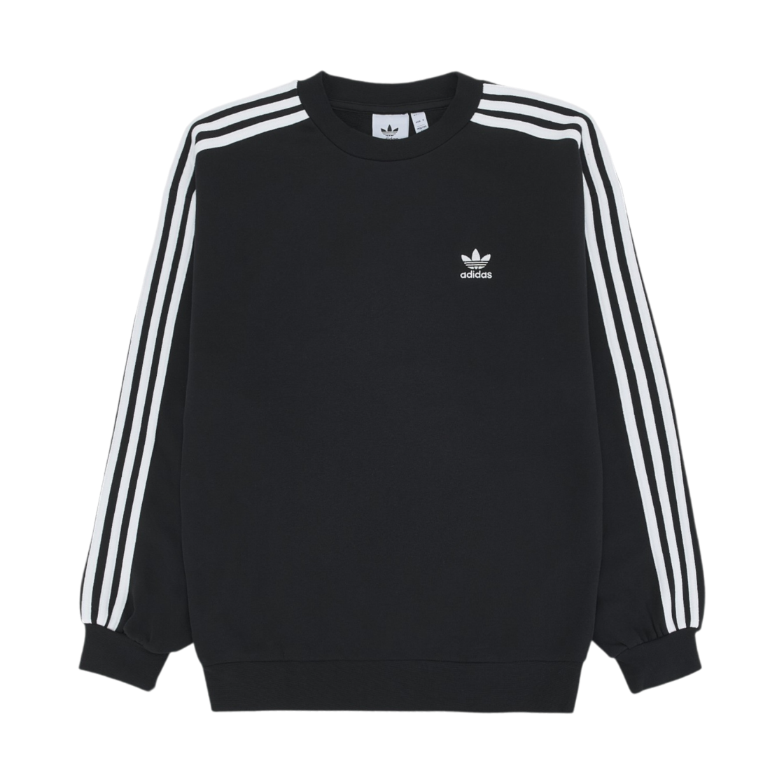 아디다스 아디컬러 오버사이즈 크루 크루 스웨트셔츠 블랙 - KR 사이즈(Adidas Adicolor Oversized Crew Sweatshirt Black - KR Sizing) - 1