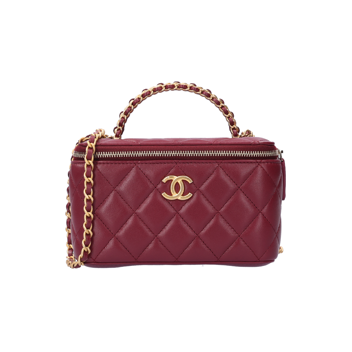ITJKHR98PADU Chanel AP3012 Chain Cosmetic Case in Burgundy Lambskin