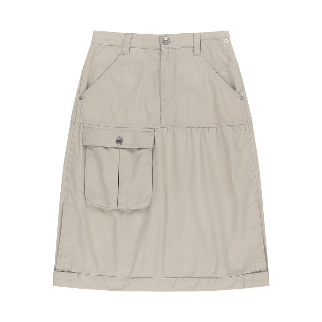 MK2677SK023MLE (W) Matin Kim Vintage Pocket Midi Skirt In Light Beige