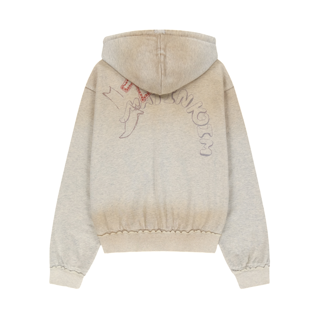 마뗑킴 빈티지 워시드 컬러 콘트라스트 후디 집업 라이트 베이지(Matin Kim Vintage Washed Color Contrast Hoody Zip Up In Light Beige) - 2