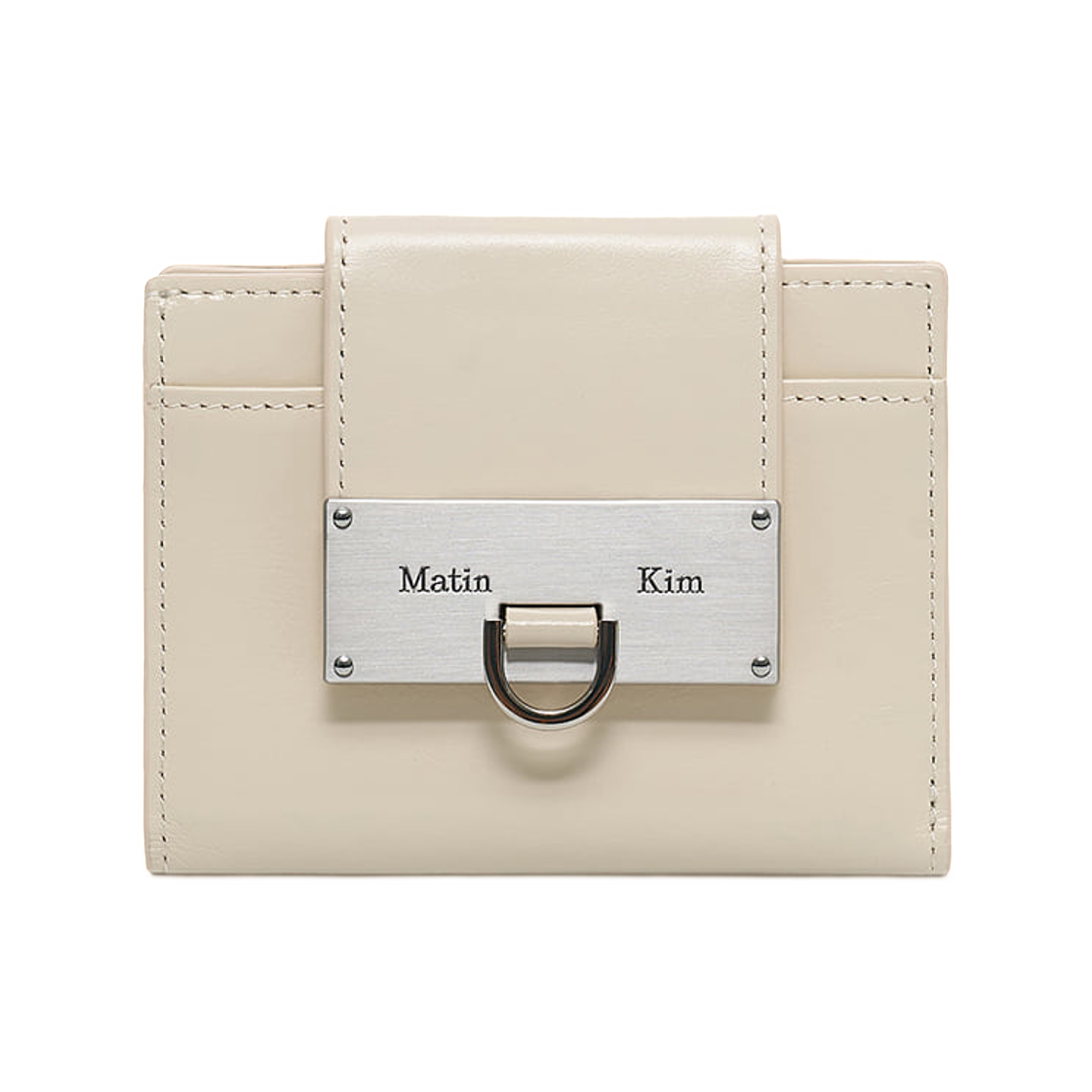 MK2677WL011MLE Matin Kim Arch Ring Flap Wallet In Light Beige