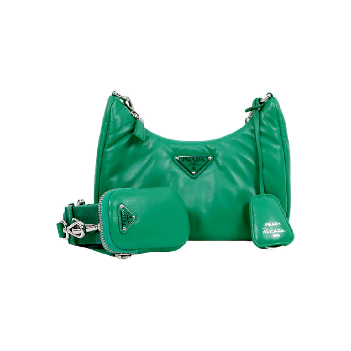 IT6CLODSS77E Prada Green Padded 2005 ReEdition Multi Hobo Crossbody Bag C-A65803