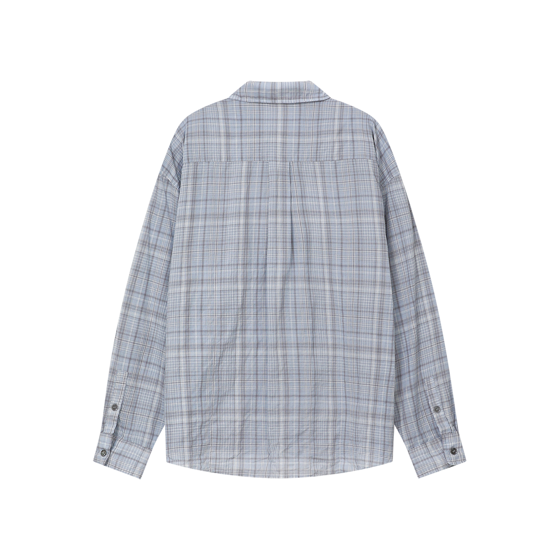 폴리테루 휴먼인덱스 오버사이즈 체크 셔츠 스카이 블루(Polyteru Human Index Oversized Check Shirt Sky Blue) - 2