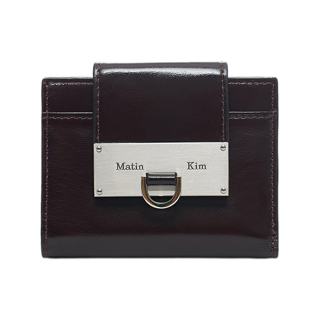 MK2677WL011MDB Matin Kim Arch Ring Flap Wallet In Dark Brown
