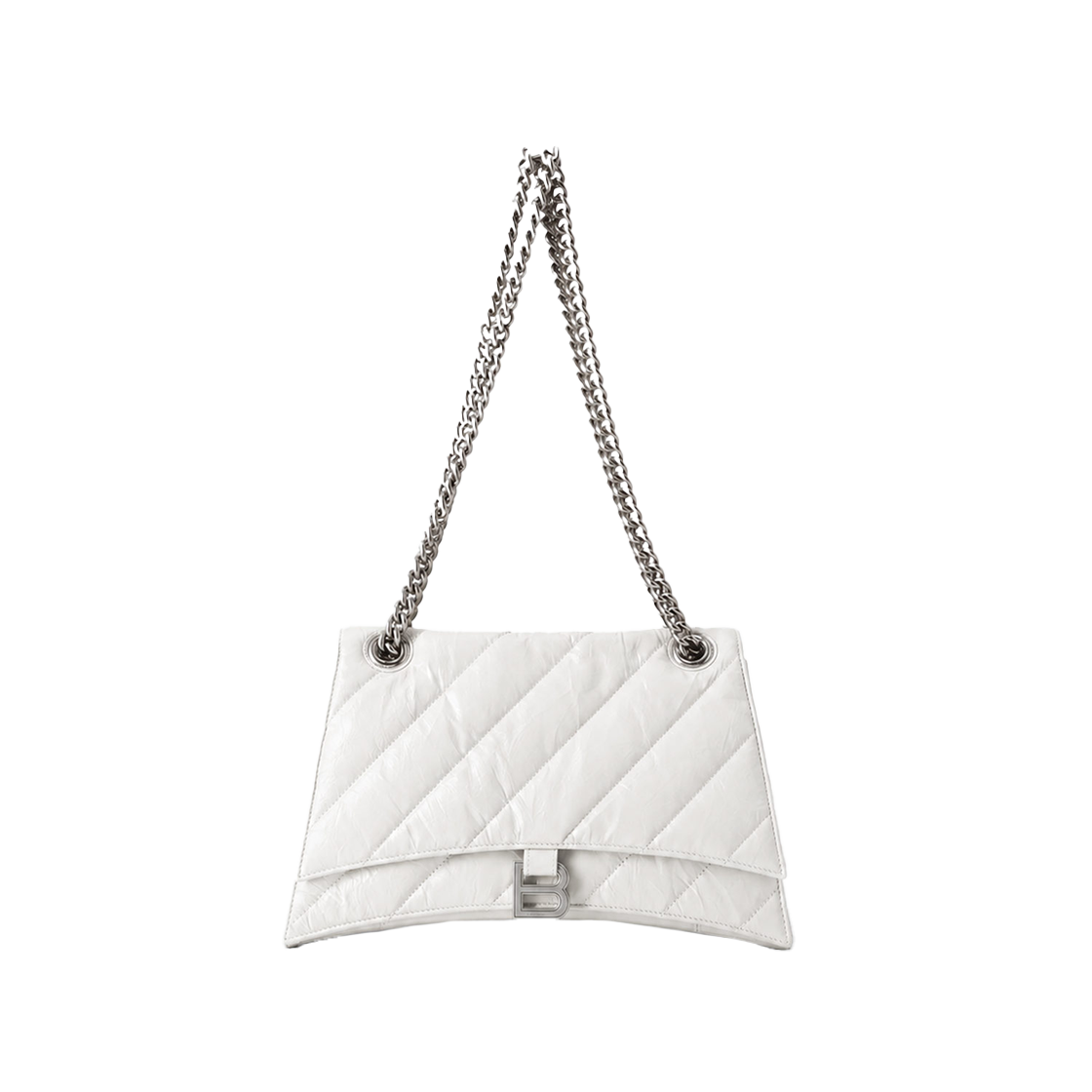 716393 210J0 9001 [25% 쿠폰] Balenciaga Crush Medium Chain Bag Quilted Optic White