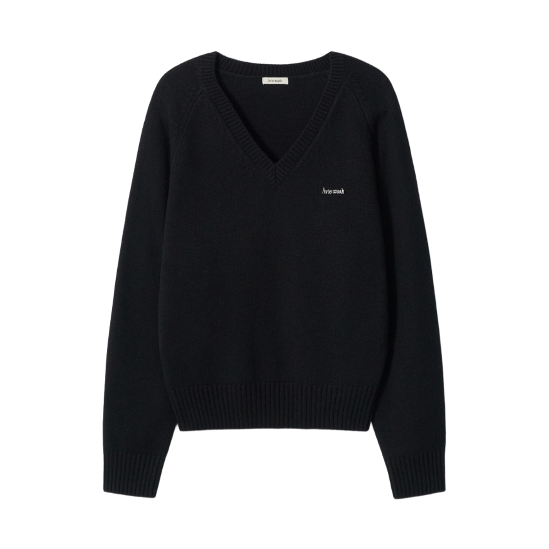 - Aviemuah New V-Neck Wool Cashmere Sweater Black