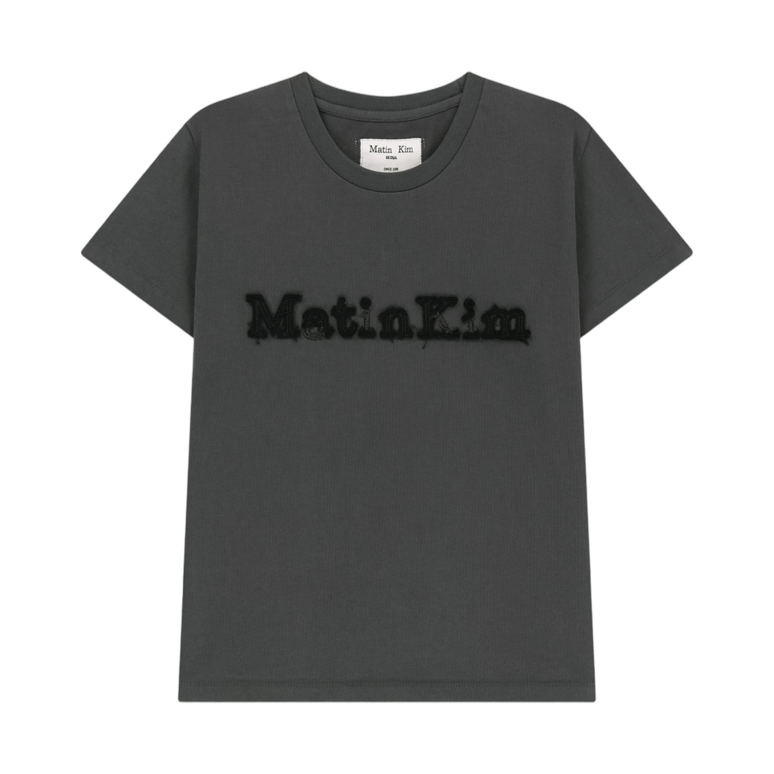 MK2677TS060MCH (W) Matin Kim Applique Logo Slim Top In Charcoal