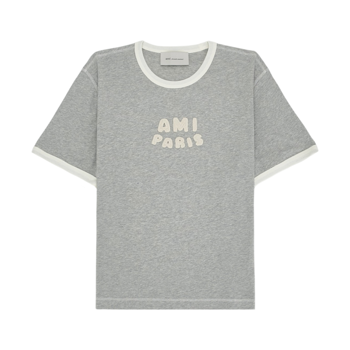 UTS371-724-A079 AMI Cotton Patch T-Shirt Grey White Cream