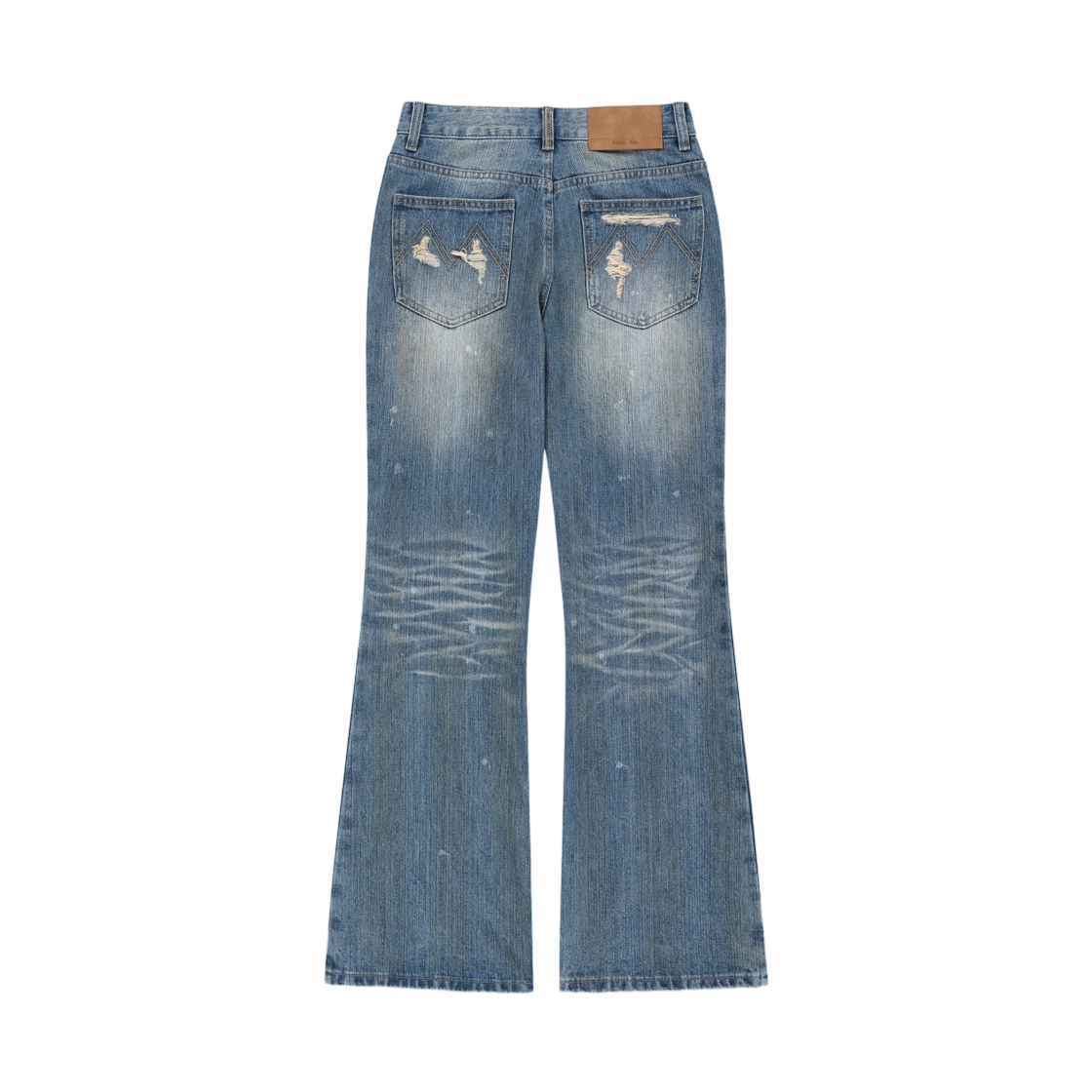 (W) 마뗑킴 슬럽 데미지 부츠컷 데님 팬츠 블루((W) Matin Kim Slub Damage Bootcut Denim Pants In Blue) - 2