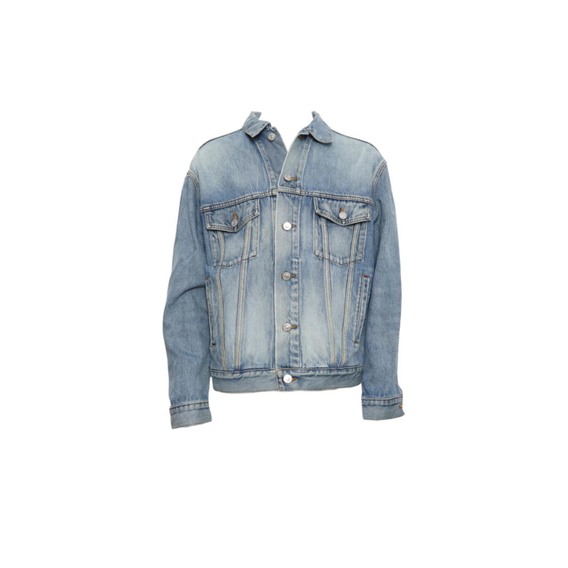 ITUVD2H72QPV Balenciaga 557351 Embroidered Logo Denim Jacket