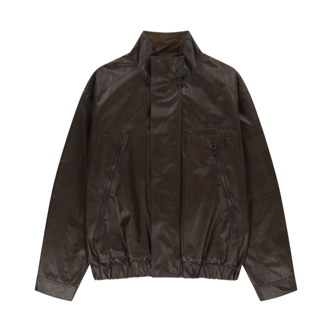 MK2677JP322UBR Matin Kim Waxed High Neck Jumper In Brown