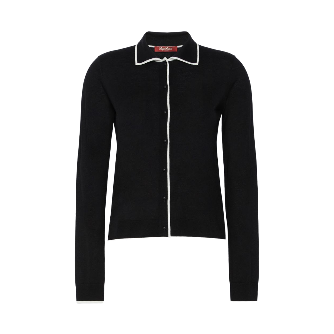 TARGA-015 (W) Max Mara Studio Targa Wool and Silk Yarn Cardigan Black White