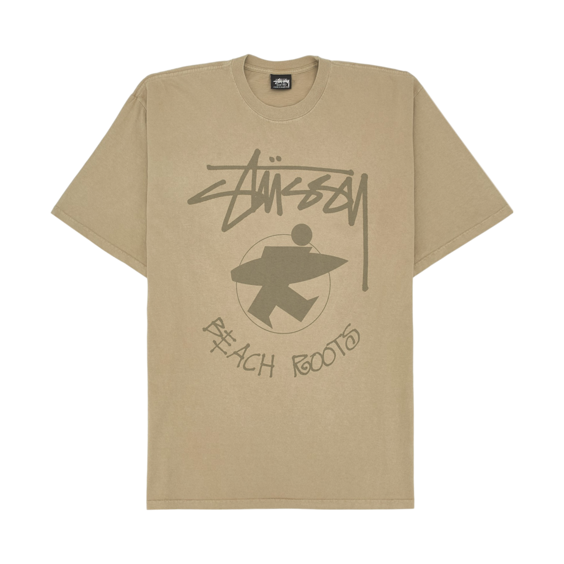 1905072 Stussy Beach Roots Pigment Dyed T-Shirt Khaki