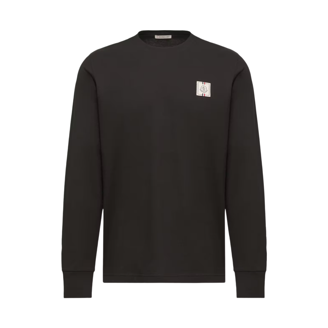 L2-091-8D00013-89B8Q-999 Moncler Tricolour Logo Long Sleeve Cotton T-Shirt Black - 26FW