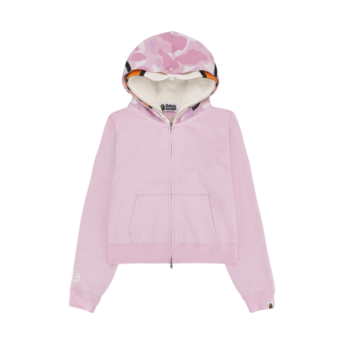 (W) 베이프 마일로 샤크 크롭 풀 집 더블 후드 핑크((W) BAPE Milo Shark Cropped Full Zip Double Hoodie Pink) - 2