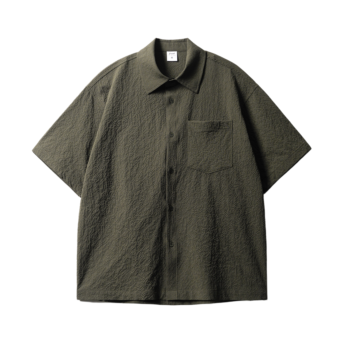 KJSS2641_khaki_29 JEMUT Minimal Crop Check Short Sleeved Shirt Khaki KJSS2641