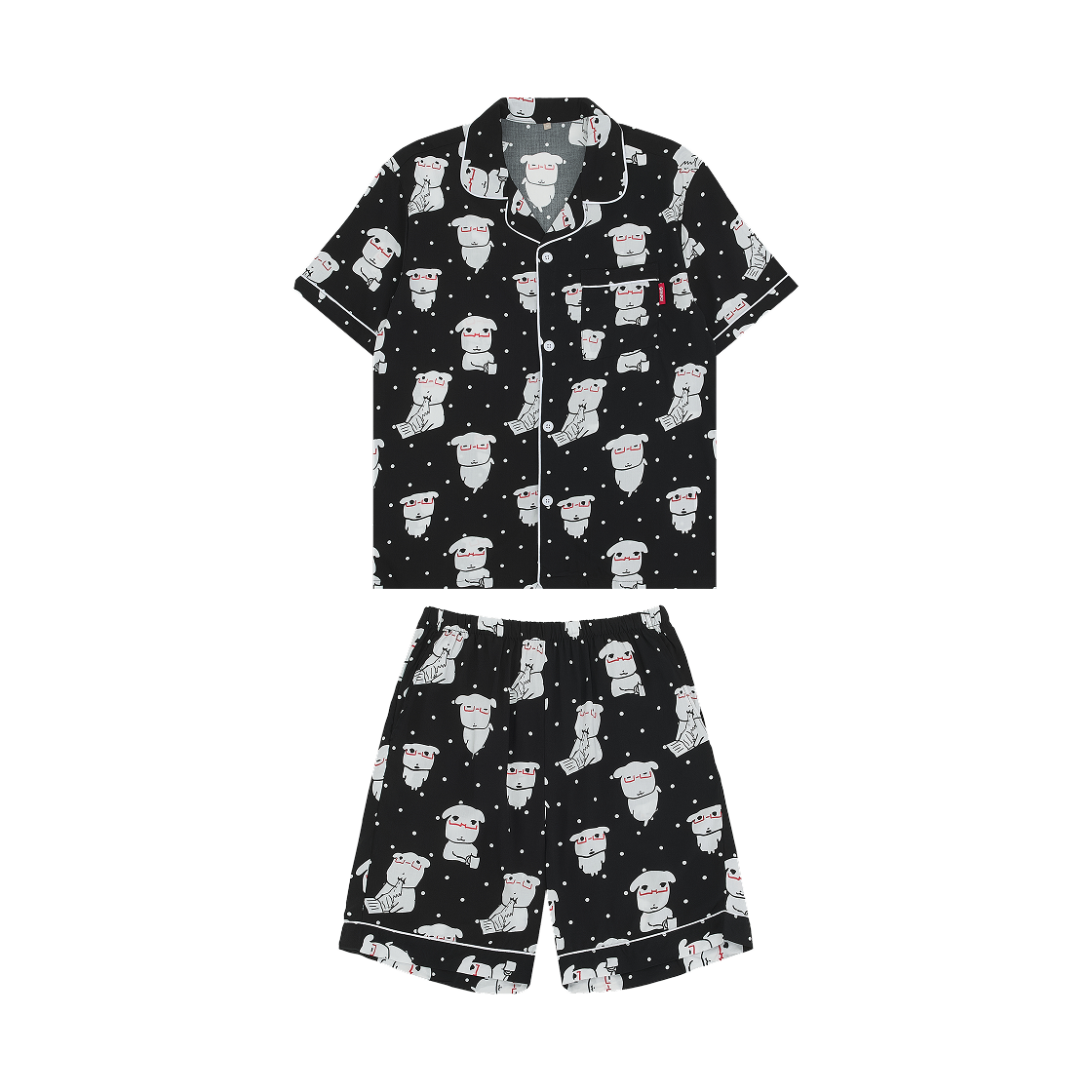 SPPPG25U06 Spao x Ganadi Short Sleeve Pajamas Black