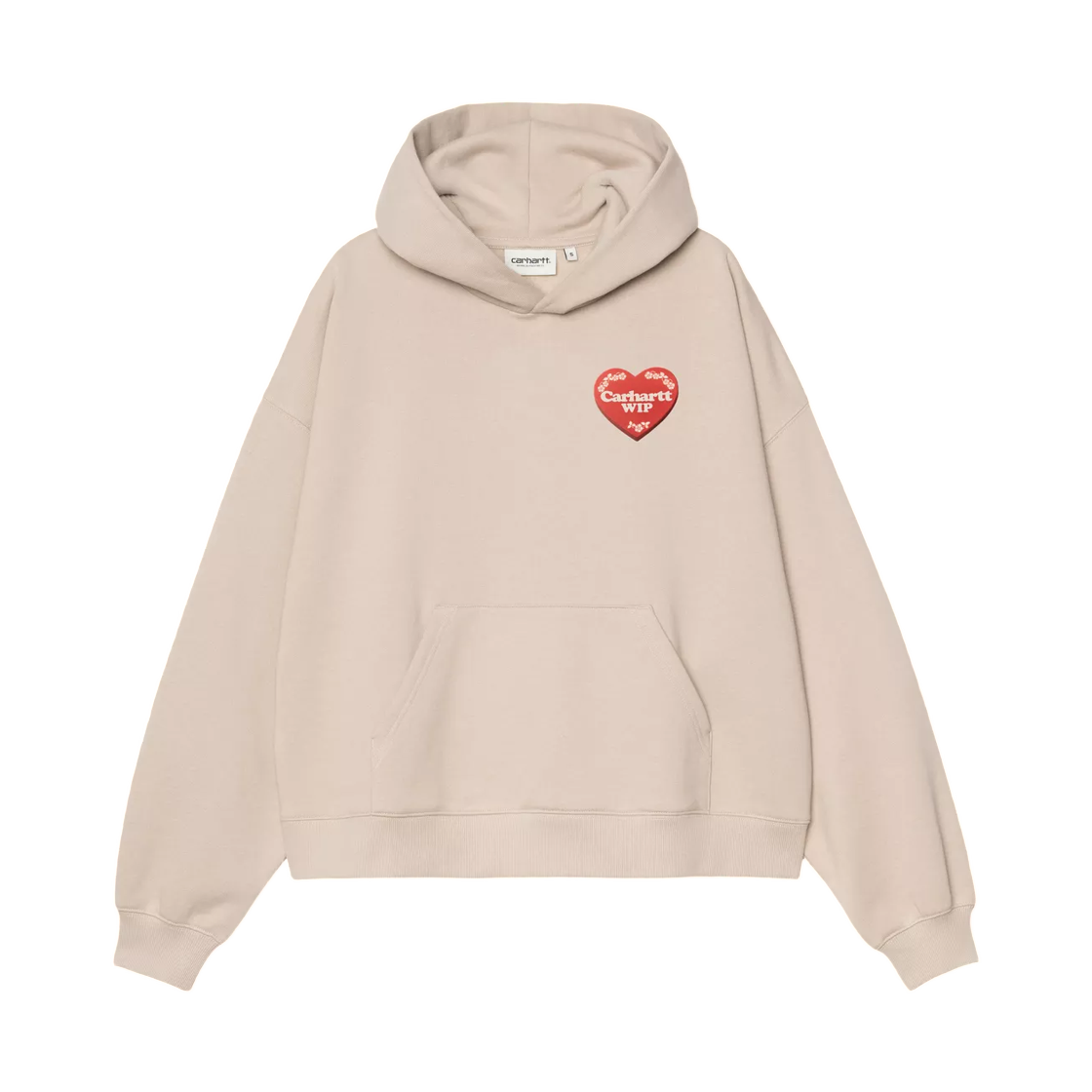 I037243-2LP-XX (W) Carhartt WIP Hooded Hartt Case Sweatshirt Fleur De Sel