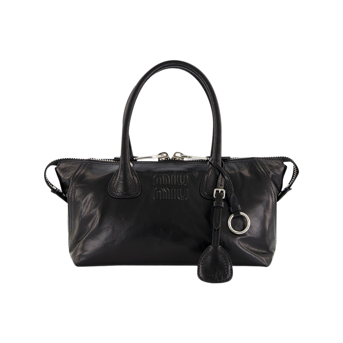 5BA338-2A44-F0002 Miu Miu Glossy Leather Handbag Black