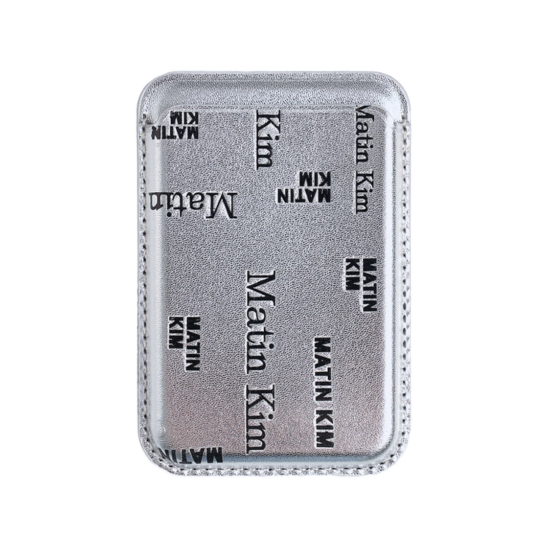 MK2677AC010MSV Matin Kim All-Over Logo Magnetic Card Wallet In Silver
