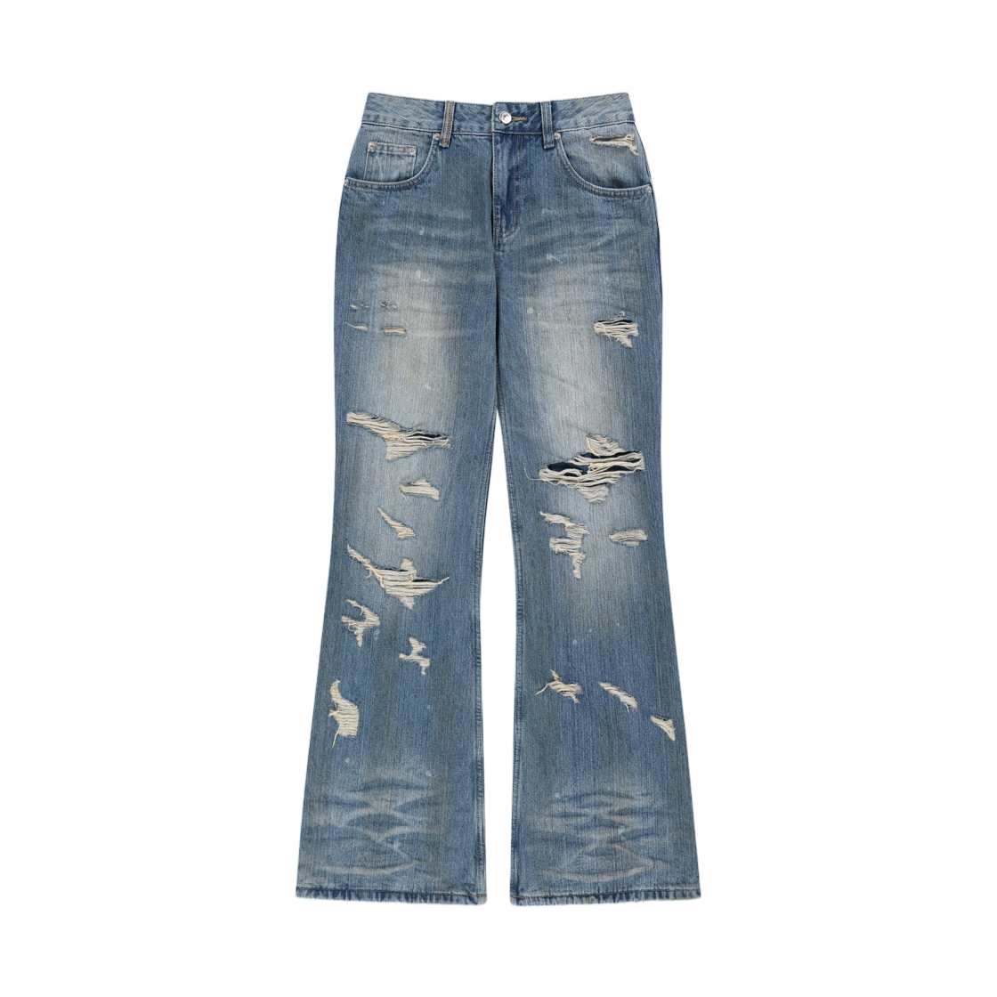 MK2677DN026MBL (W) Matin Kim Slub Damage Bootcut Denim Pants In Blue