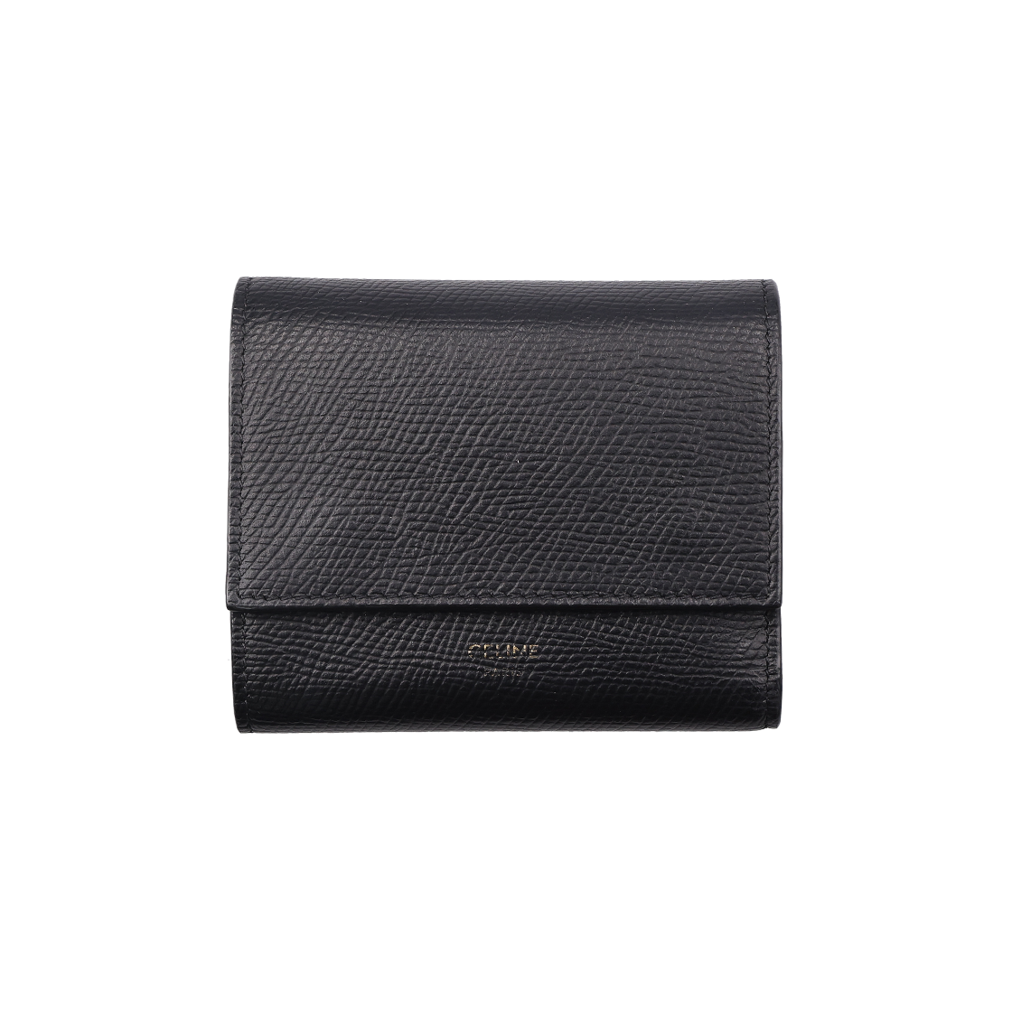 IT86THHOI4MJ Celine Small Tri-Fold Wallet Black Grained Calfskin