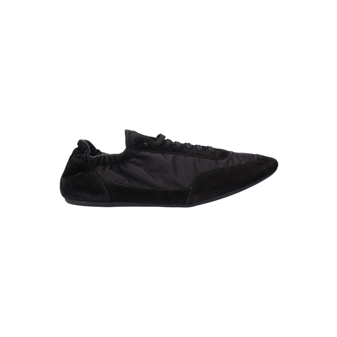 IT79KR2NT8AV Prada Collaps Nylon & Suede Shoes Black