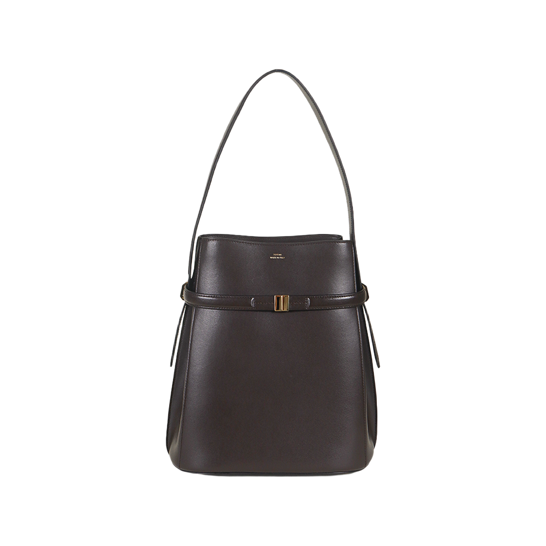 244 WAL0048 LE0025 213 [25% 쿠폰] Toteme Belted Leather Bucket Bag Bark