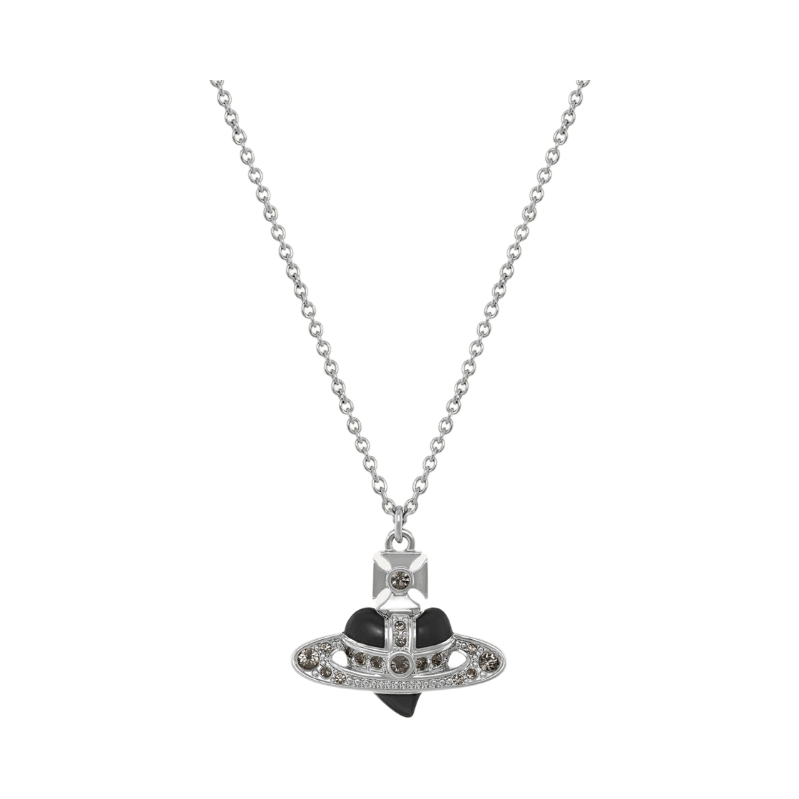 630203BM-02P136 Vivienne Westwood New Diamante Heart Necklace Silver