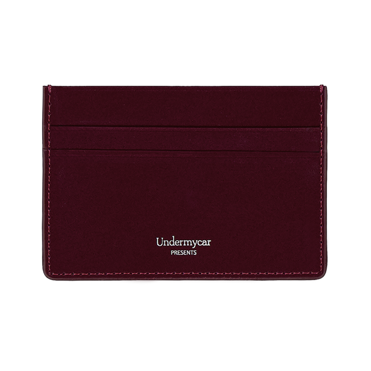 언더마이카 무.200 클래식 로고 글레이즈드 레더 카드 홀더 버건디(Undermycar Mu.200 Classic Logo Glazed Leather Card Holder Burgundy) - 1