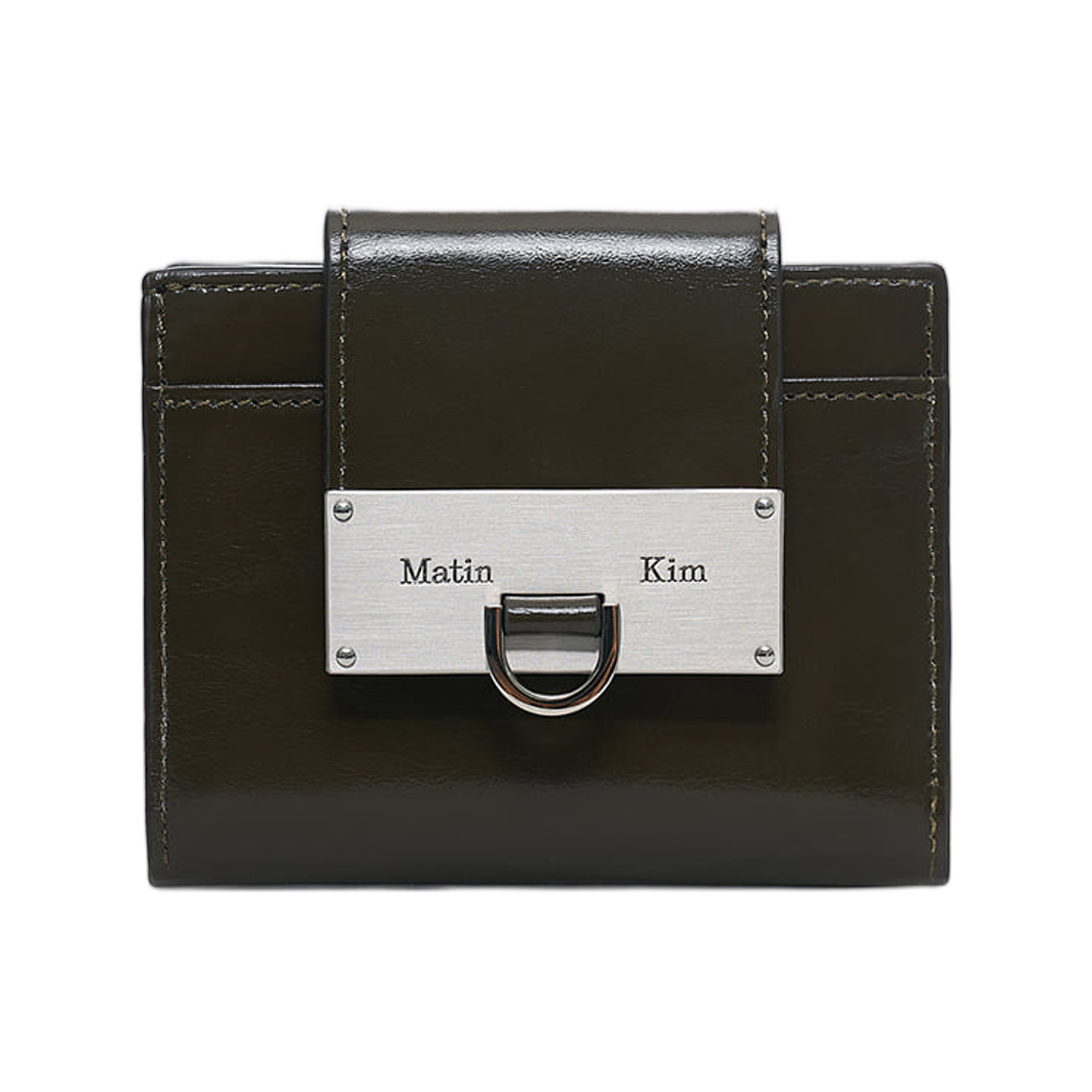 MK2677WL011MKH Matin Kim Arch Ring Flap Wallet In Khaki