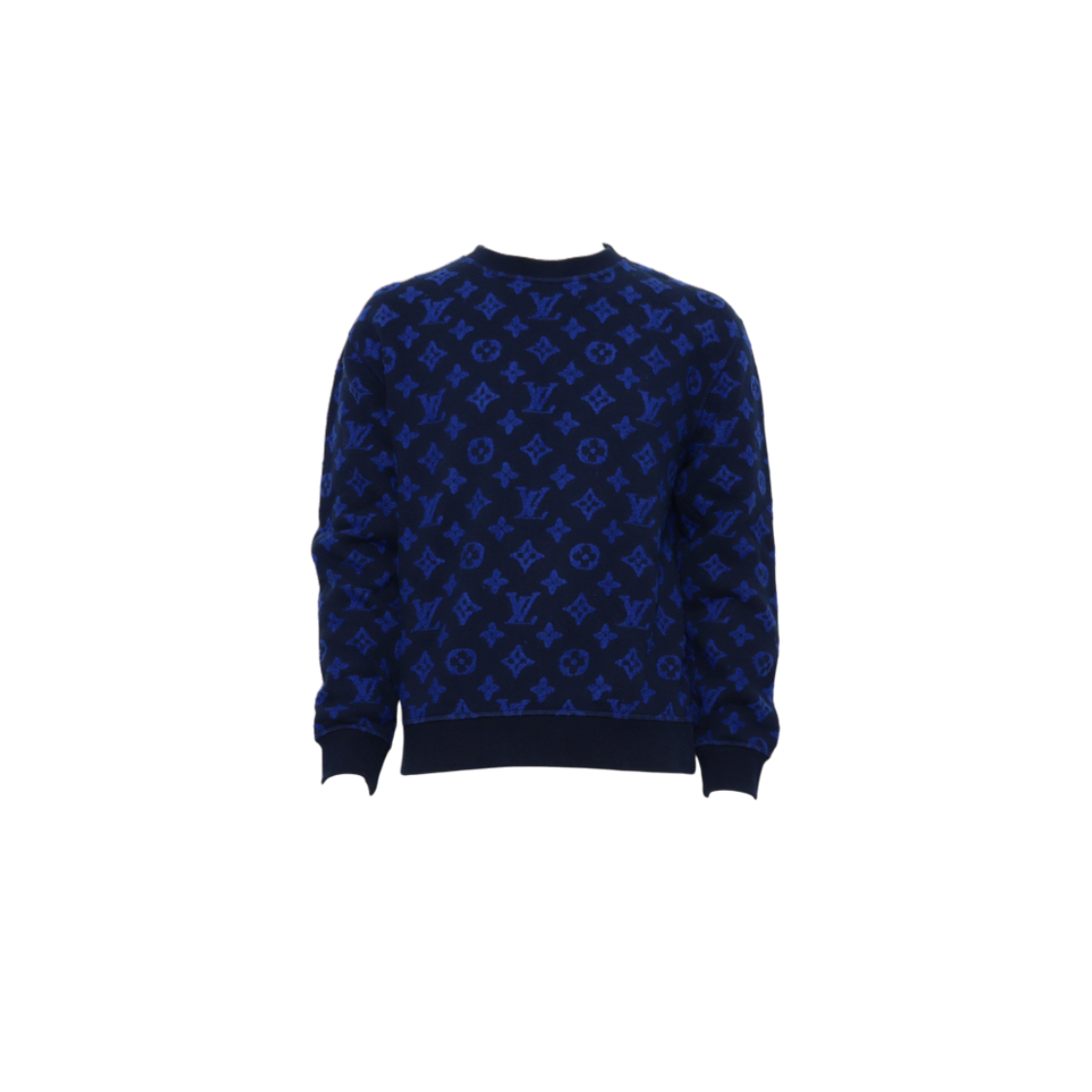 ITUR5SBGAKD9 Louis Vuitton Navy Monogram Jacquard Pullover Sweatshirt