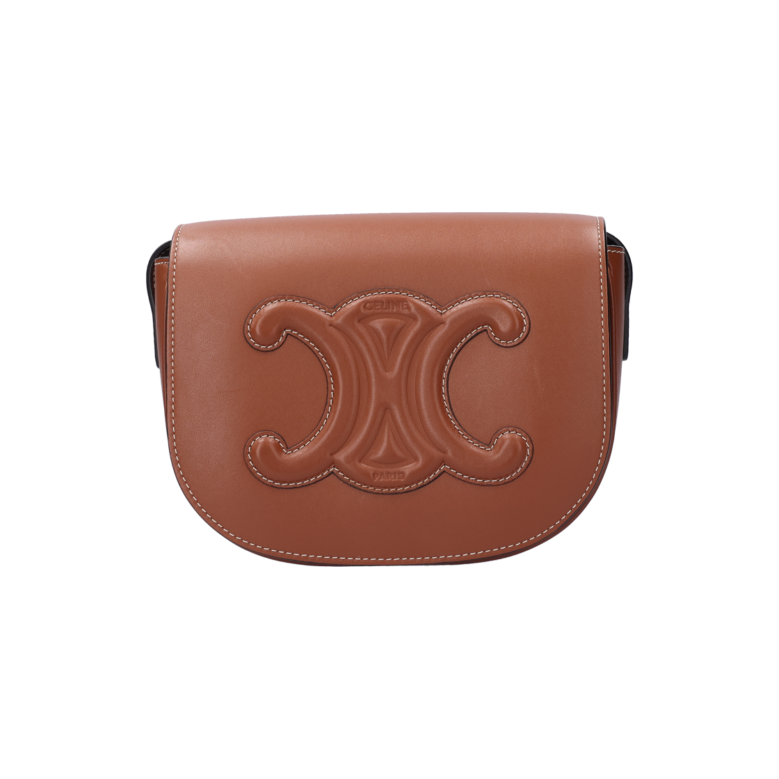 ITMKITSSMEQT Celine 198263DU3 Triomphe Polko Bag in Smooth Calfskin Tan