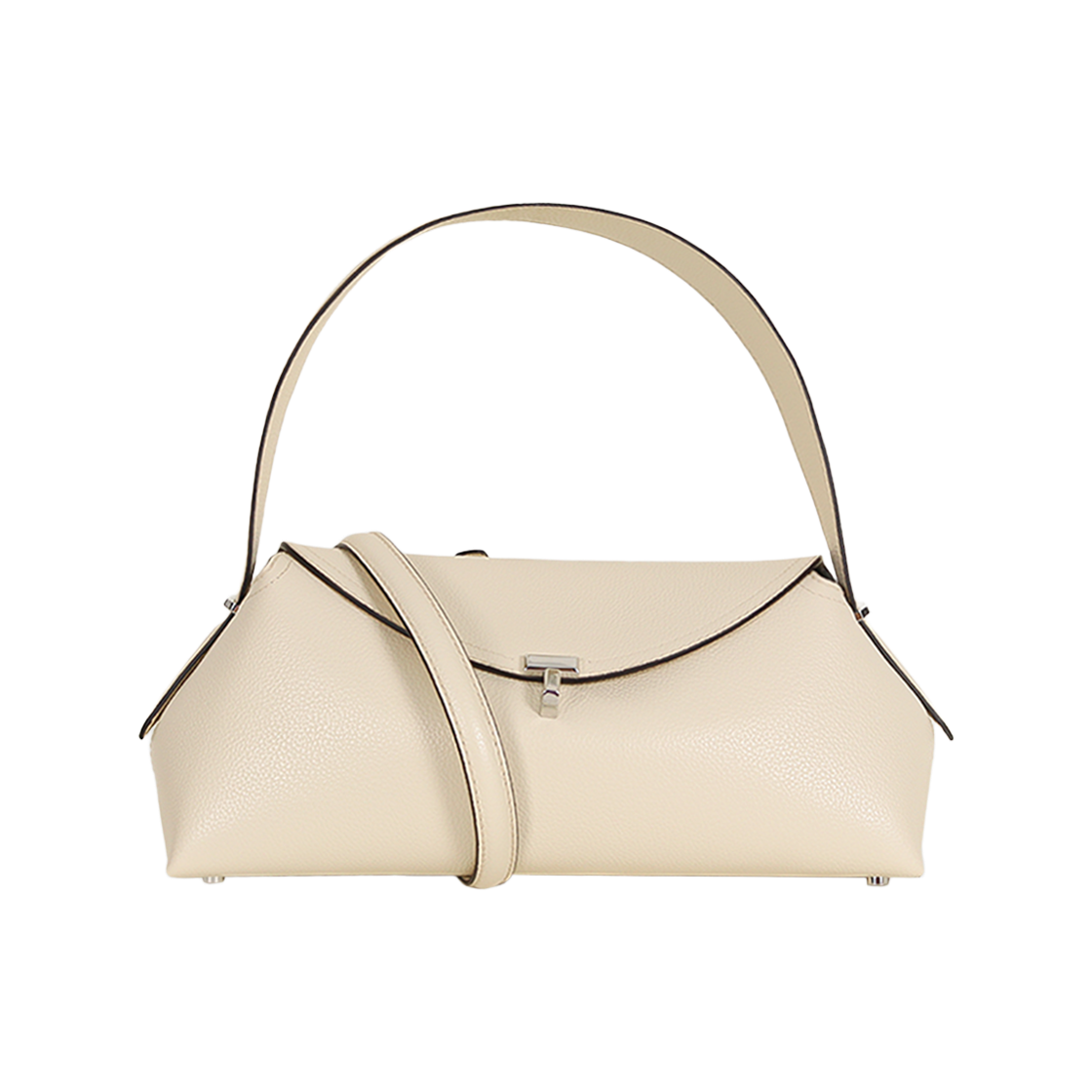 261 WAL0127 LE0030 106 [25% 쿠폰] Toteme T-Lock Grained Leather Shoulder Bag Milk
