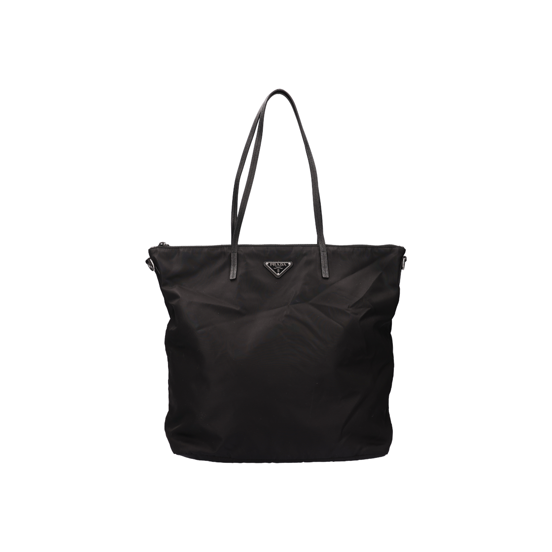 ITDGCURHHPGW Prada Nylon Triangle Logo Tote Bag Black