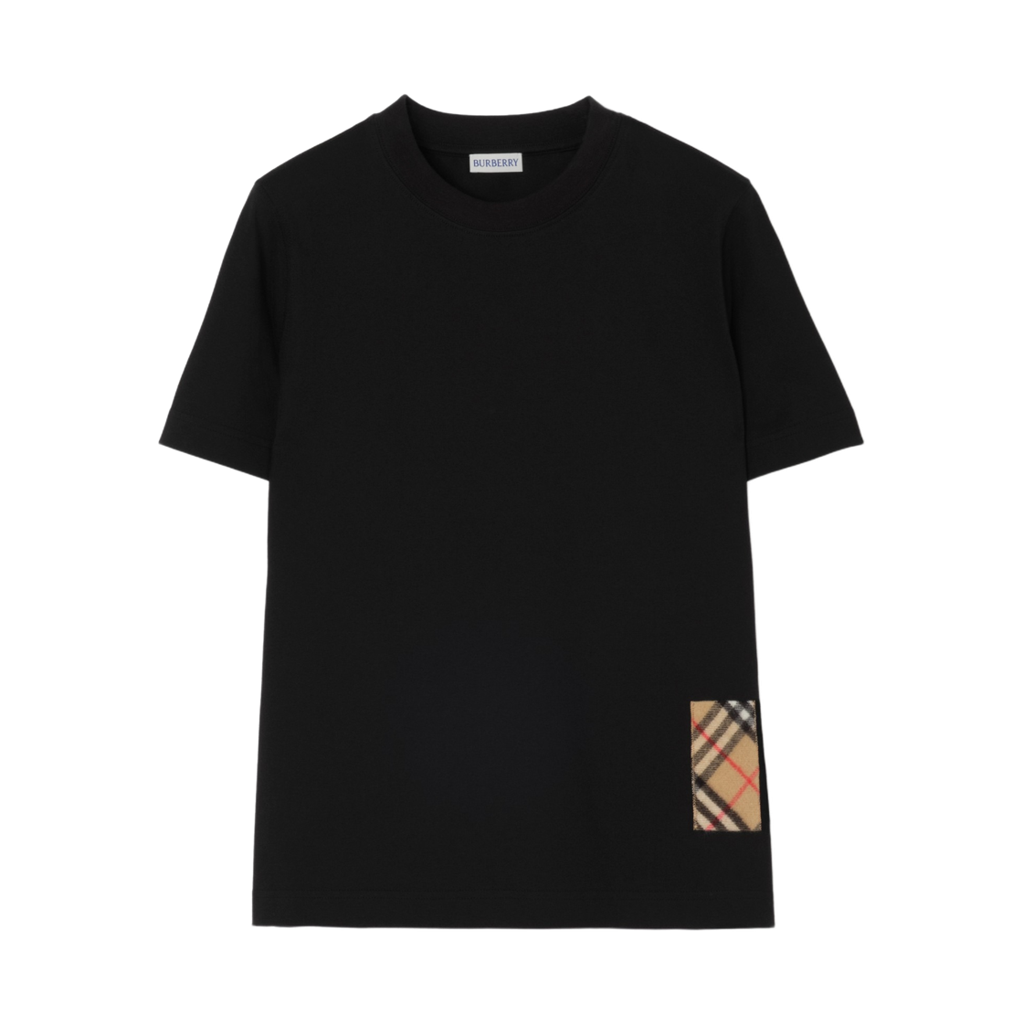 8132970 (W) Burberry Check Cashmere Patch Cotton T-Shirt Black
